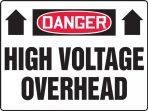 Contractor Preferred OSHA Danger Corrugated Safety Sign: High Voltage Overhead