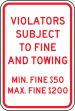 (PENNSYLVANIA) VIOLATORS SUBJECT TO FINE AND TOWING MIN. FINE $50 MAX. FINE $200