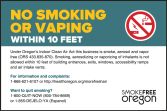Oregon State Safety Label: No Smoking Or Vaping Within 10 Feet