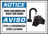 Safety Label, Header: NOTICE, Legend: AVOID CONTAMINATION WASH YOUR HANDS (W/GRAPHIC) (BILINGUAL)