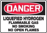 LIQUEFIED HYDROGEN FLAMMABLE GAS NO SMOKING NO OPEN FLAMES