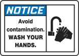 AVOID CONTAMINATION WASH YOUR HANDS (W/GRAPHIC)