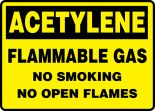 ACETYLENE FLAMMABLE GAS NO SMOKING NO OPEN FLAMES