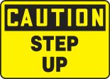 Safety Sign, Header: CAUTION, Legend: STEP UP