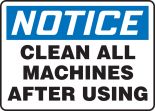 CLEAN ALL MACHINES AFTER USING
