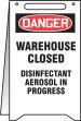 Safety Tag, Header: DANGER, Legend: Danger Warehouse Closed Disinfectant Aerosol In Progress