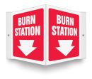Safety Sign, Legend: BURN STATION (ARROW)