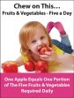 CHEW ON THIS...FRUITS & VEGETABLES - FIVE A DAY. ONE APPLE EQUALS ONE PORTION OF THE FIVE FRUITS & VEGETABLES REQUIRED DAILY