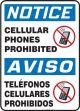 Bilingual OSHA Notice Safety Sign: Cell Phones Prohibited