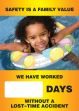 Digi-Day® 3 Magnetic Faces: Safety Is A Family Value (Summer Theme) - We Have Worked _ Days Without A Lost Time Accident