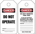 Safety Tag, Header: DANGER, Legend: DANGER DO NOT OPERATE