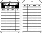 Safety Tag, Legend: INSPECTION RECORD
