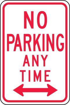 NO PARKING ANY TIME <----->