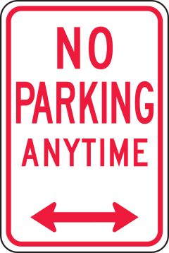 NO PARKING ANYTIME <------>