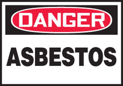 Safety Label, Header: DANGER, Legend: ASBESTOS