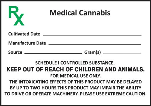 Safety Label: Medical Cannabis (with gram weight indication)
