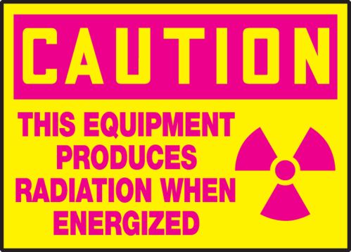 THIS EQUIPMENT PRODUCES RADIATION WHEN ENERGIZED (W/GRAPHIC)