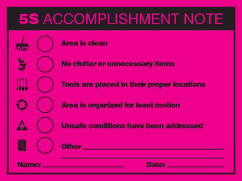 5S Accomplishment Report Label