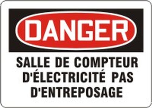 DANGER SALLE DE COMPTEUR D'ÉLECTRICITÉ PAS D'ENTREPOSAGE