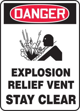 DANGER EXPLOSION RELIEF VENT STAY CLEAR W/GRAPHIC