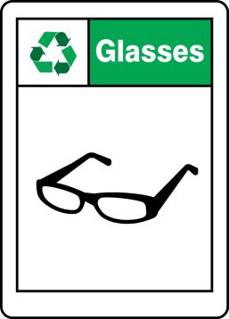 Safety Sign, Legend: GLASSES