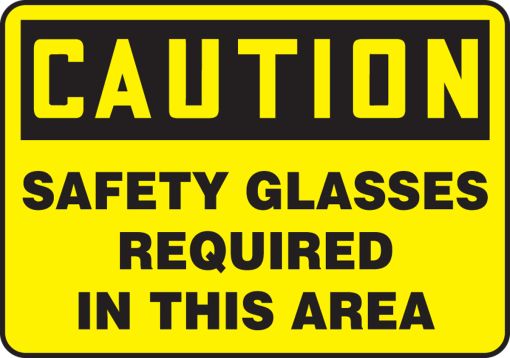 SAFETY GLASSES REQUIRED IN THIS AREA