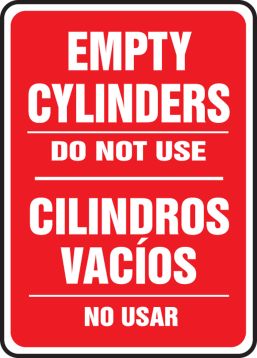 EMPTY CYLINDERS DO NOT USE (BILINGUAL)