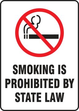 SMOKING IS PROHIBITED BY STATE LAW W/GRAPHIC 