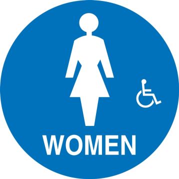 Safety Sign, Legend: WOMEN (W/HANDICAP GRAPHIC)