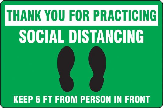 Slip-Gard™ Floor Sign: Thank You For Practicing Social Distancing