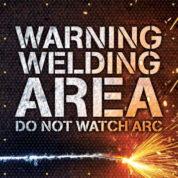 ONE-WAY Printed™ Welding Screens: Warning - Welding Area - Do Not Watch Arc