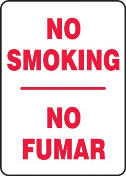 Contractor Preferred Spanish Bilingual Smoking Control Sign: No Smoking