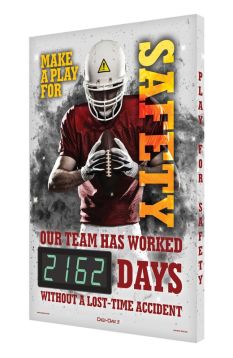 Digi-Day® 3 Electronic Safety Scoreboards: Make A Play For Safety - Our Team Has Worked _ Days Without A Lost Time Accident