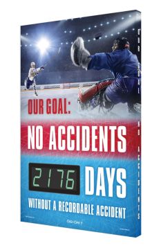 Digi-Day® 3 Electronic Safety Scoreboards: Our Goal - No Accidents _ Days Without A Recordable Injury- Hockey