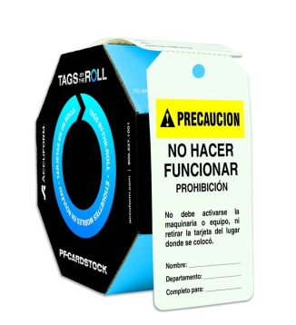 Spanish Caution Tags-By-The-Roll: No Hacer Funcionar - Prohibicion