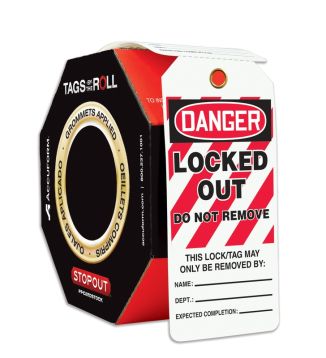 STOPOUT® OSHA Danger Tags-By-The-Roll With Grommets: Locked Out - Do Not Remove