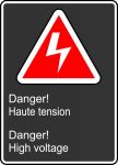Safety Sign, Legend: DANGER HIGH VOLTAGE (DANGER HAUTE TENSION)