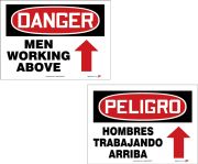 DANGER MEN WORKING ABOVE / PELIGRO HOMBRES TRABAJANDO ARRIBA (W/ARROW)