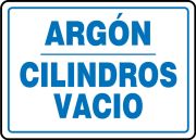 Safety Sign, Header: ARGON, Legend: EMPTY CYLINDERS