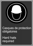 Safety Sign, Legend: HARD HATS REQUIRED (CASQUES DE PROTECTION OBLIGATOIRES)