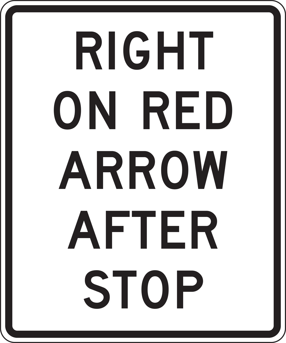 RIGHT ON RED ARROW AFTER STOP