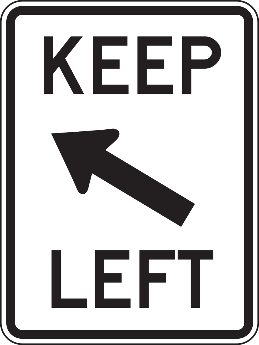 KEEP LEFT (ARROW ANGLED UP LEFT)