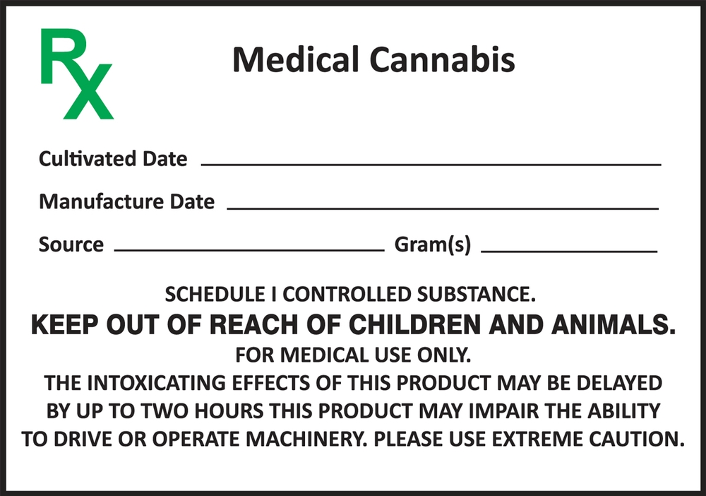 Safety Label: Medical Cannabis (with gram weight indication)