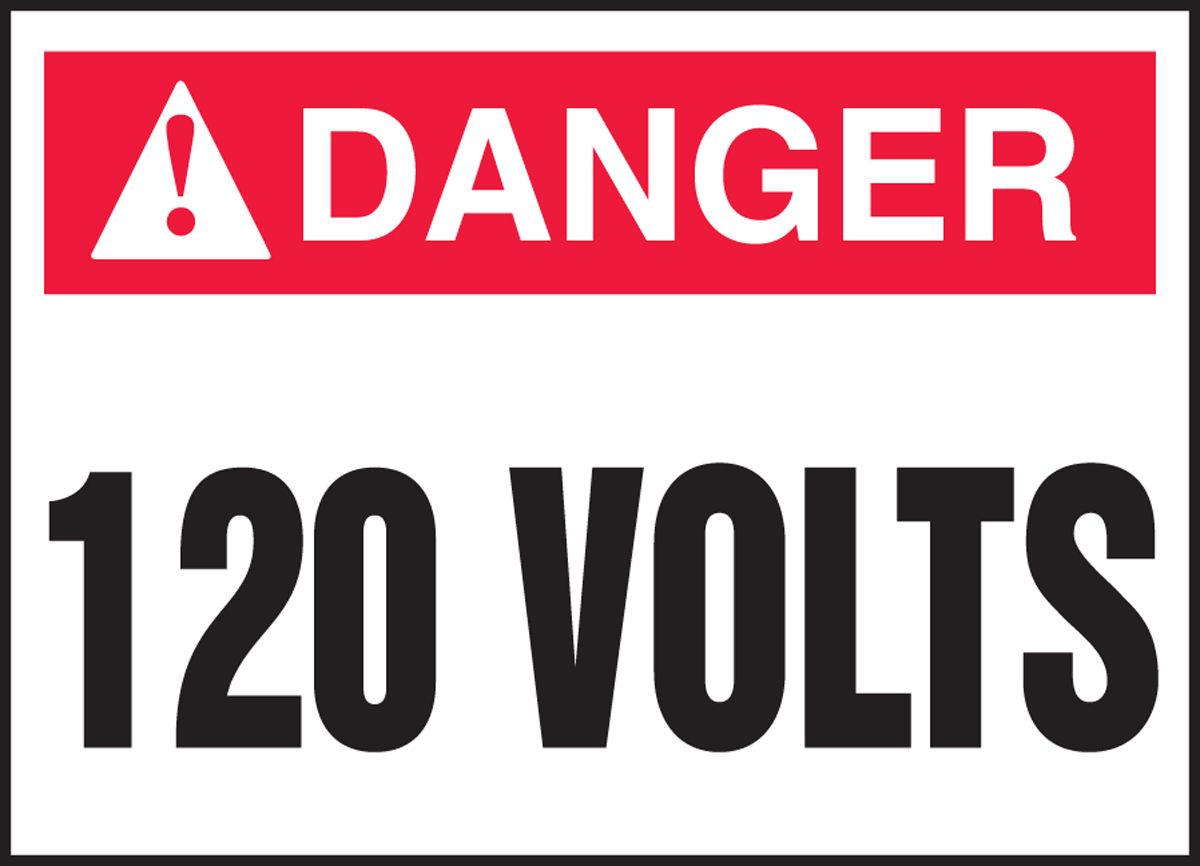 Safety Label, Header: DANGER, Legend: 120 VOLTS