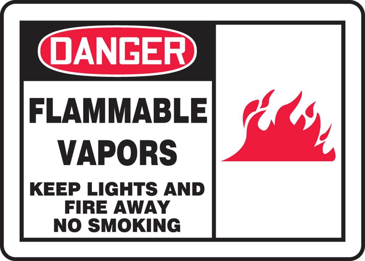 FLAMMABLE VAPORS KEEP LIGHTS AND FIRE AWAY NO SMOKING (W/GRAPHIC)