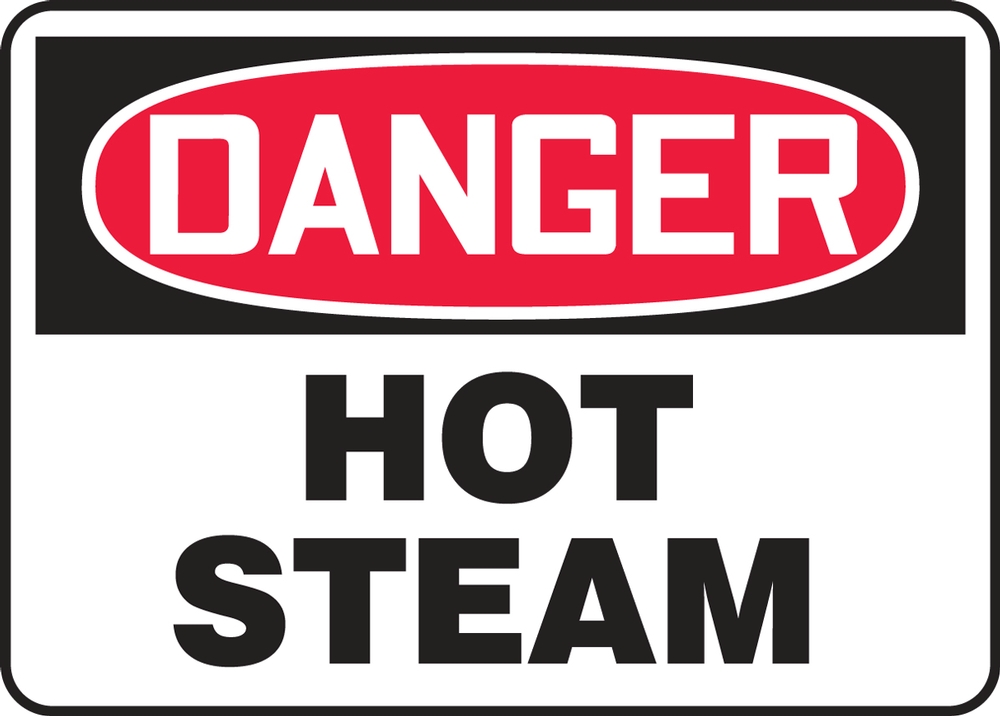 Safety Sign, Header: DANGER, Legend: OSHA Danger Safety Sign: Hot Steam