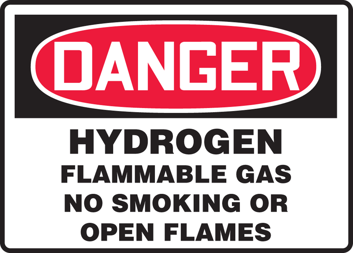 HYDROGEN FLAMMABLE GAS NO SMOKING OR OPEN FLAMES