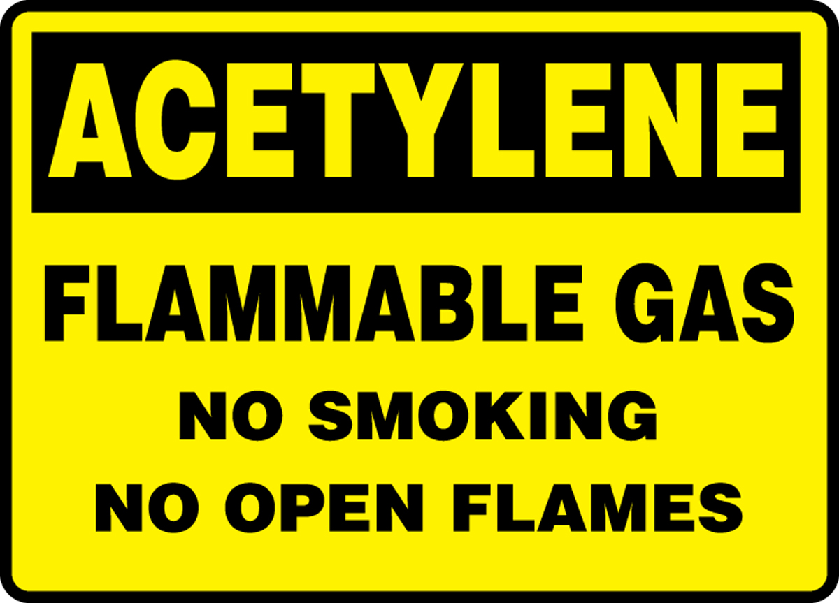 ACETYLENE FLAMMABLE GAS NO SMOKING NO OPEN FLAMES