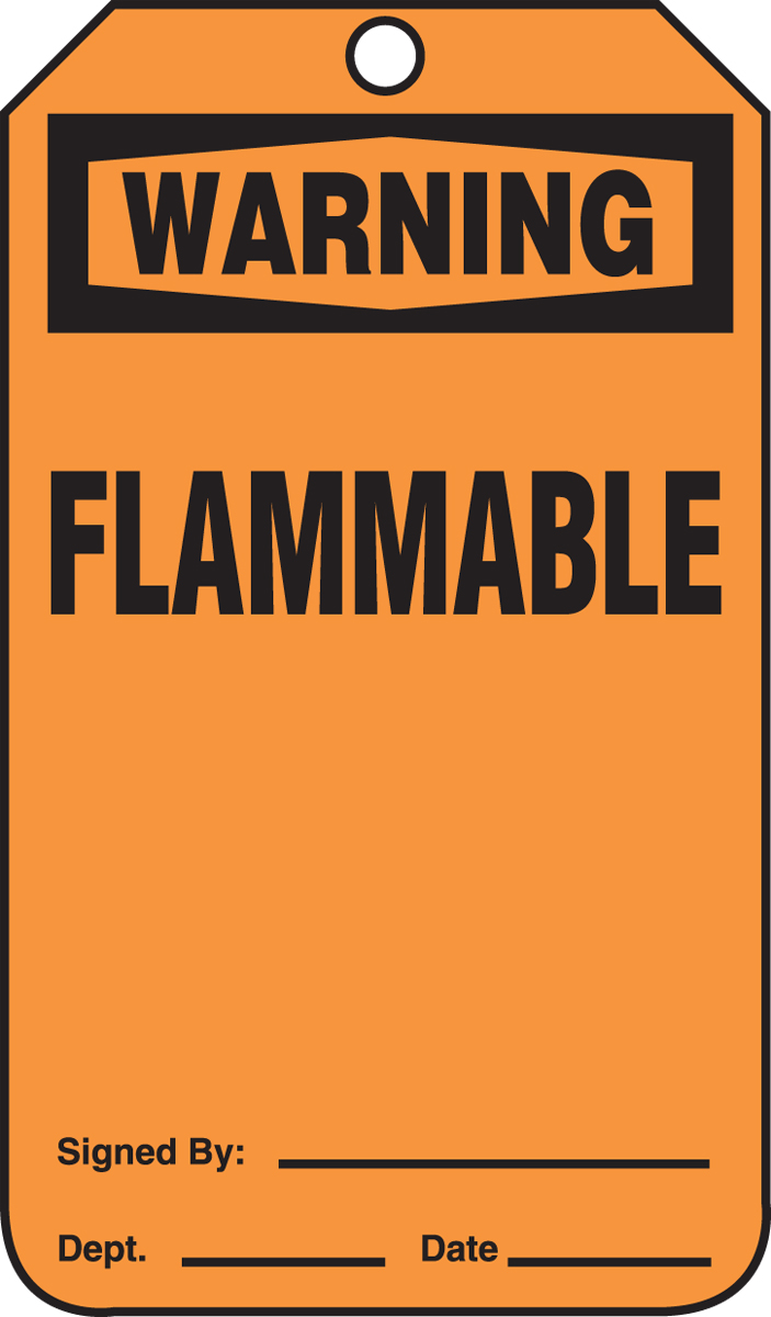 Safety Tag, Header: WARNING, Legend: FLAMMABLE