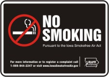 NO SMOKING PURSUANT TO THE IOWA SMOKEFREE AIR ACT ...(BLACK BACKGROUND)
